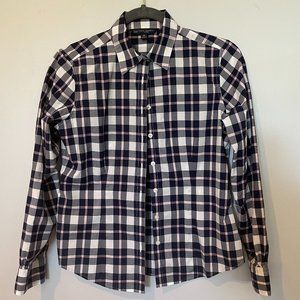 Brooks Brothers 346 White/Navy Plaid Button Down Shirt - 4P